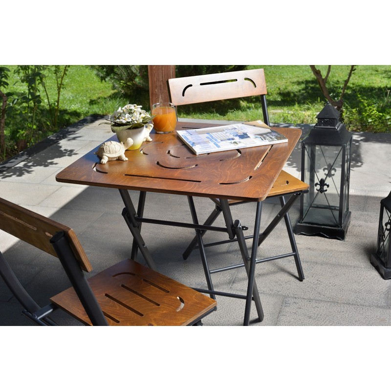 Garden Table & Chairs Set (3 Pieces) Bistro Set 3 Walnut
Black