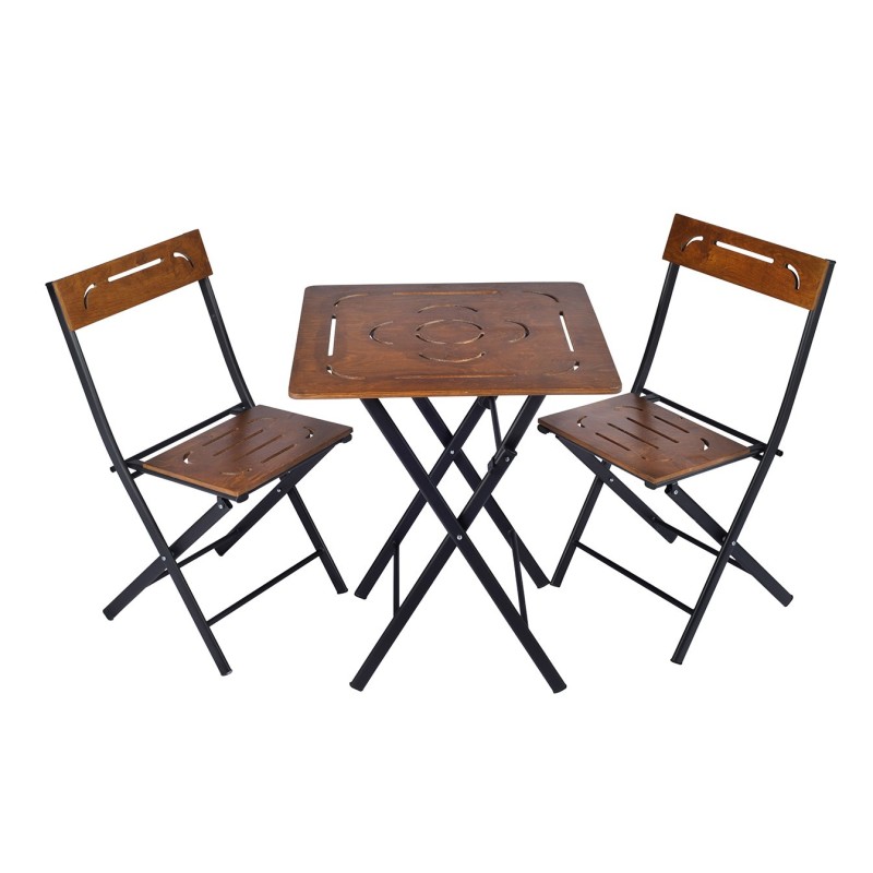 Garden Table & Chairs Set (3 Pieces) Bistro Set 3 Walnut
Black