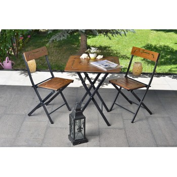 Garden Table & Chairs Set (3 Pieces) Bistro Set 3 Walnut
Black