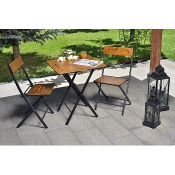 Garden Table & Chairs Set (3 Pieces) Bistro Set 3 Walnut
Black