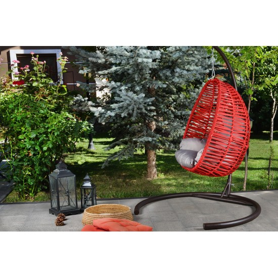 Garden Single Swing Chair Fındık - Claret Red Claret Red Garden Single Swing Chair Fındık - Claret Red Claret Red