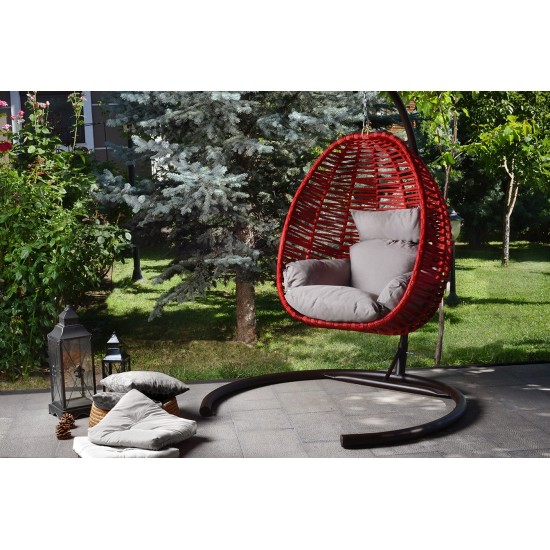 Garden Single Swing Chair Fındık - Claret Red Claret Red Garden Single Swing Chair Fındık - Claret Red Claret Red