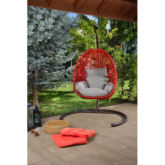 Garden Single Swing Chair Fındık - Claret Red Claret Red Garden Single Swing Chair Fındık - Claret Red Claret Red