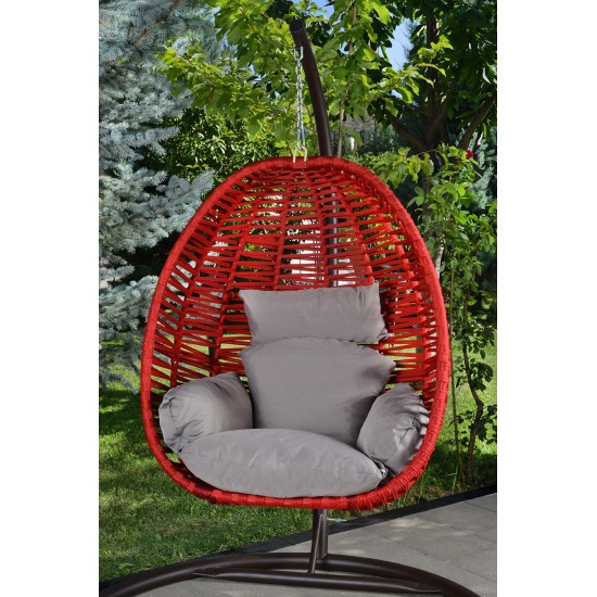 Garden Single Swing Chair Fındık - Claret Red Claret Red Garden Single Swing Chair Fındık - Claret Red Claret Red