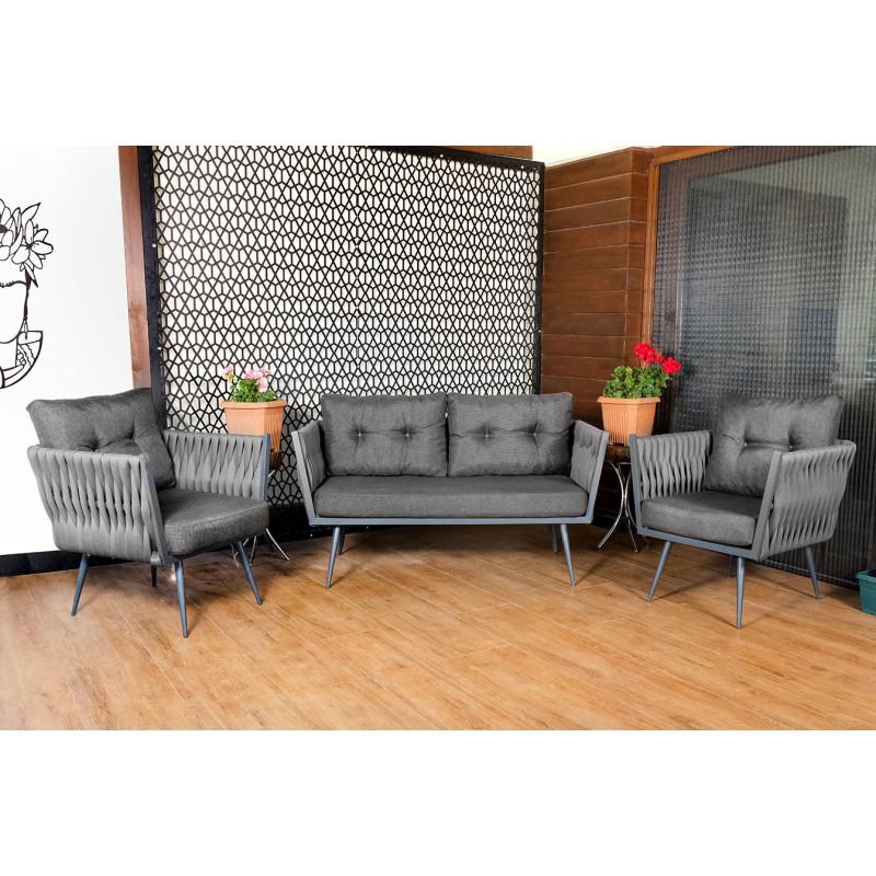 Garden Lounge Set Violet - Grey (1+1+2) Grey