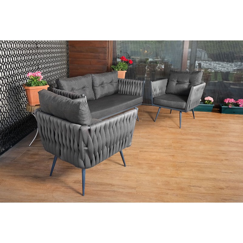 Garden Lounge Set Violet - Grey (1+1+2) Grey
