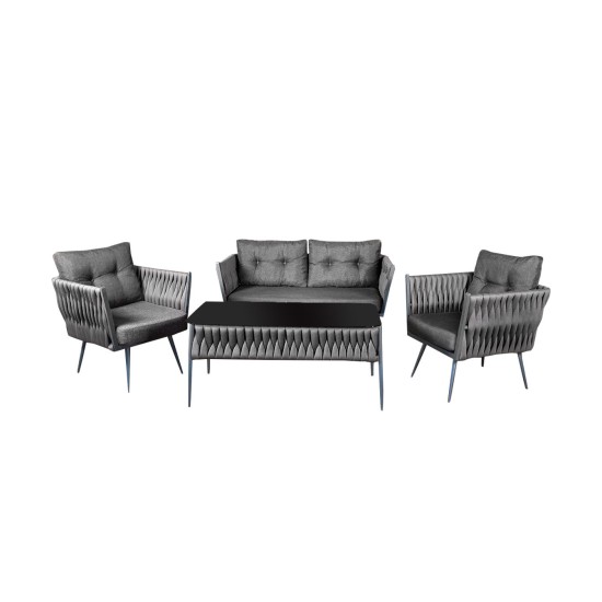 Garden Lounge Set Violet - Grey (1+1+2+S) Grey