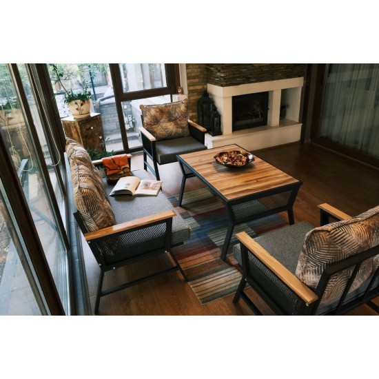 Garden Lounge Set Mers - Black (1+1+2) Black
Wooden
Grey