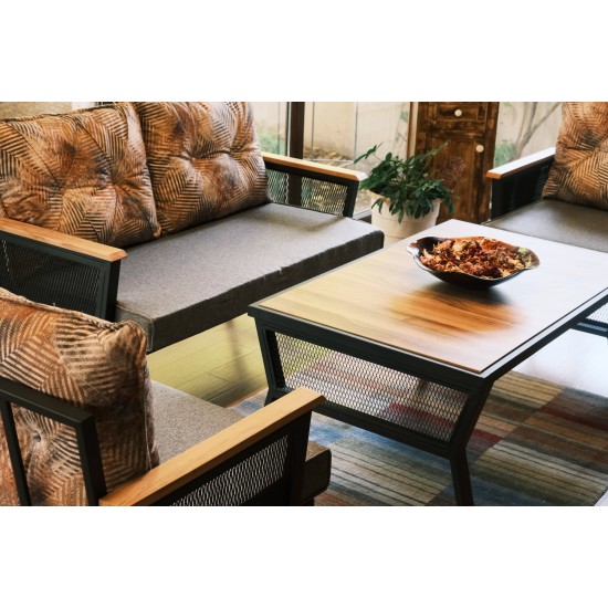 Garden Lounge Set Mers - Black (1+1+2) Black
Wooden
Grey