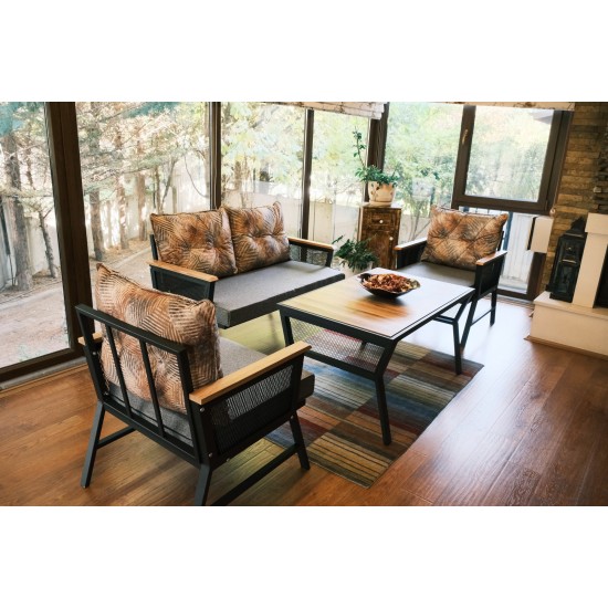 Garden Lounge Set Mers - Black (1+1+2) Black
Wooden
Grey
