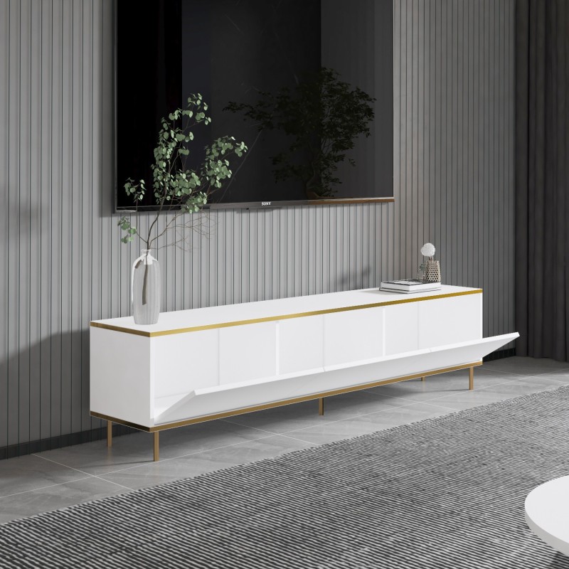 TV Stand Imaj - White, Gold White
Gold