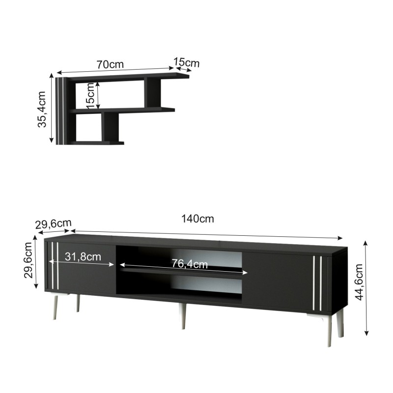 TV Unit Snow Set - Anthracite Anthracite