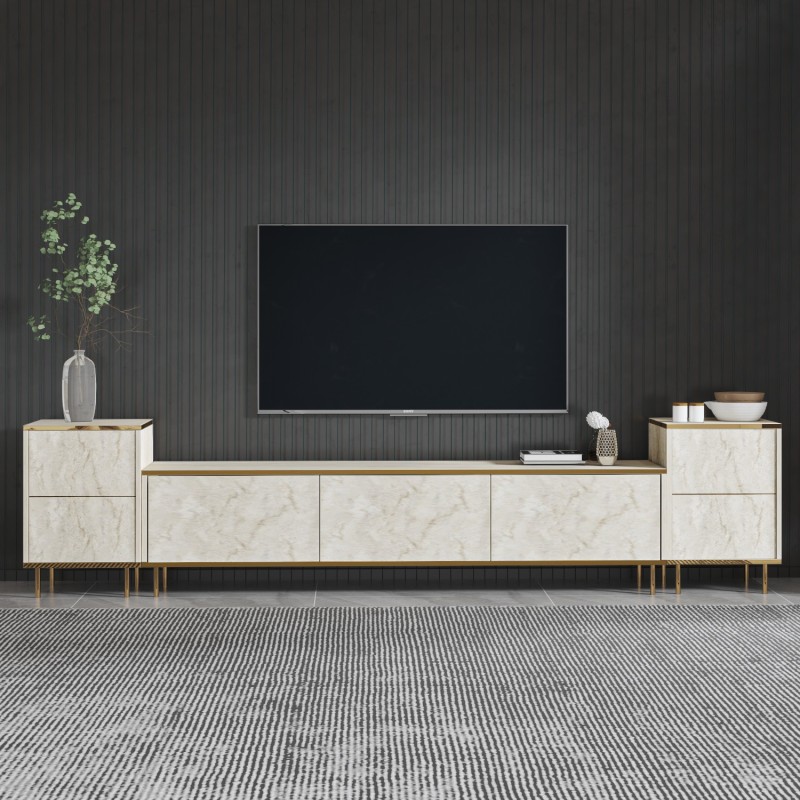 Σύνθεση Τηλεόρασης - Imaj - Χρώμα Χρυσό με Εφέ Μαρμάρου - 260x35x45,2εκ