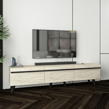 TV Stand Amsterdam Style - Travertine, Black Travertine
Black