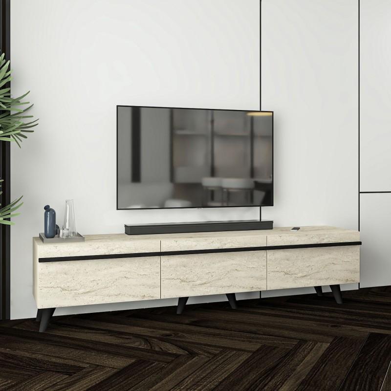 TV Stand Amsterdam Style - Travertine, Black Travertine
Black