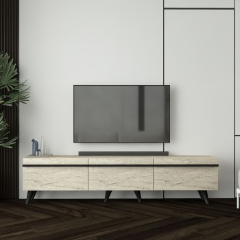 TV Stand Amsterdam Style - Travertine, Black Travertine
Black