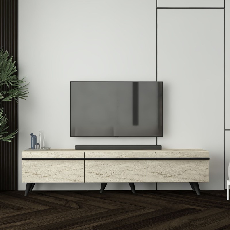 TV Stand Amsterdam Style - Travertine, Black Travertine
Black