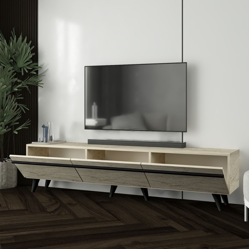 TV Stand Amsterdam Style - Travertine, Black Travertine
Black