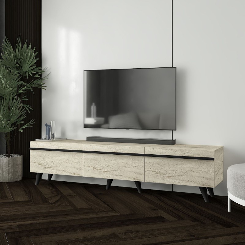 TV Stand Amsterdam Style - Travertine, Black Travertine
Black