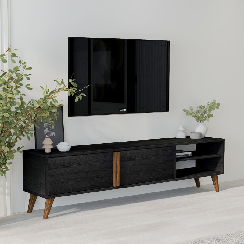 TV Stand Benoit - Wood Black Wood Black