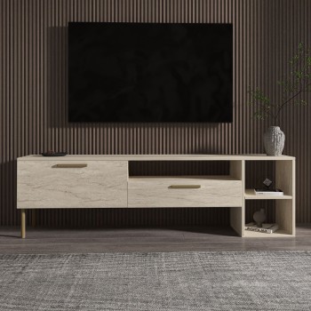 TV Stand Parion - Travertine Travertine
