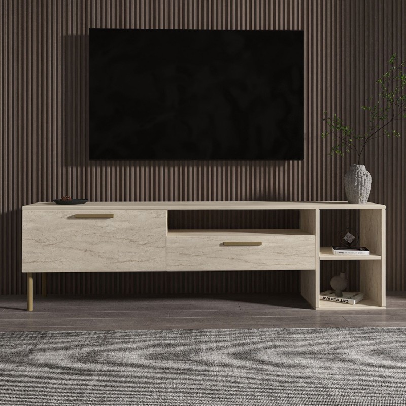 TV Stand Parion - Travertine Travertine
