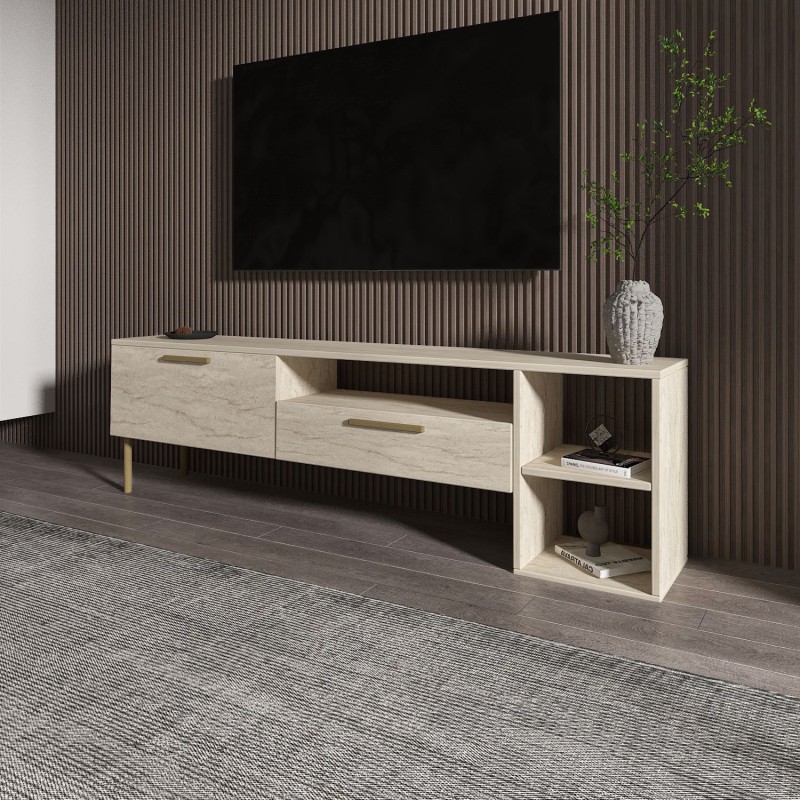 TV Stand Parion - Travertine Travertine