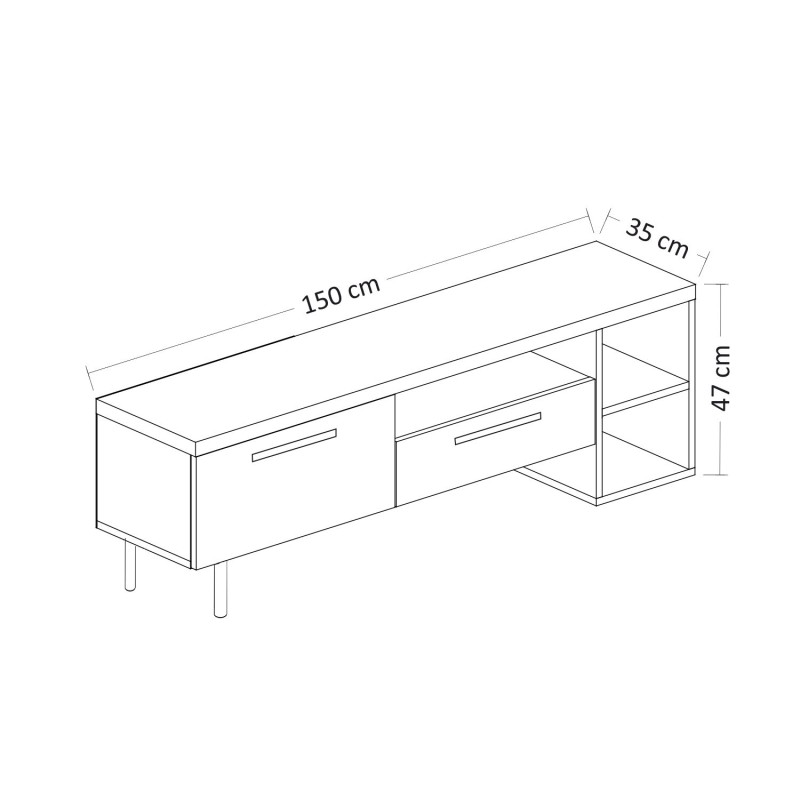 TV Stand Parion - Travertine Travertine