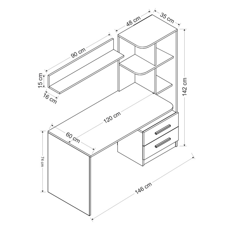 Study Desk Alaska - White White
Black