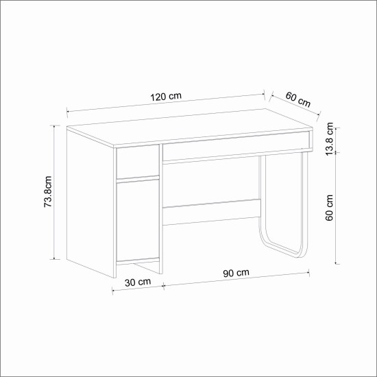 Study Desk ÇM002 Asil - White White Study Desk ÇM002 Asil - White White