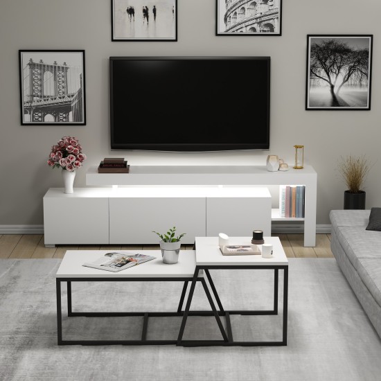 Hanah Home Living Room Furniture Set Beliz - White White