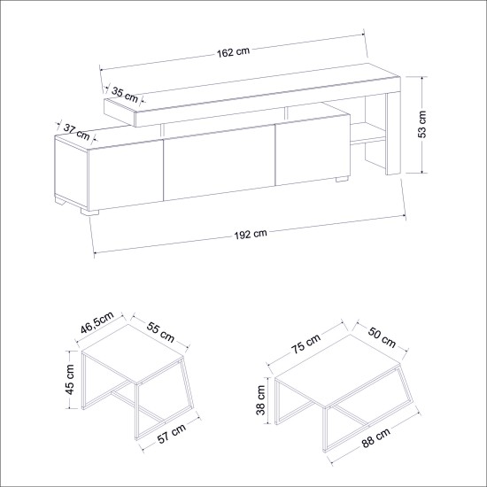 Hanah Home Living Room Furniture Set Beliz - White White