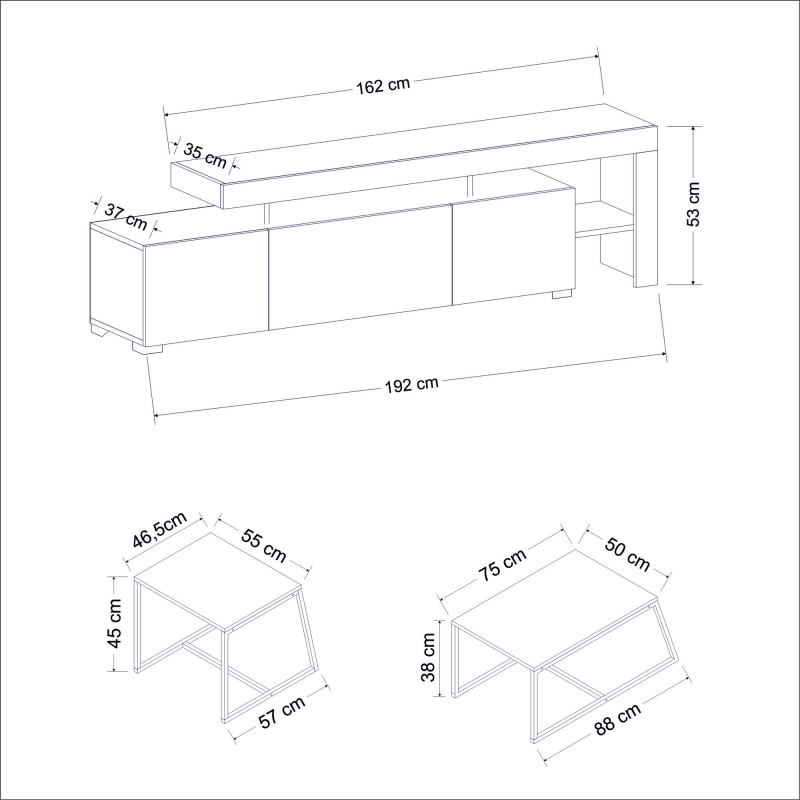 Hanah Home Living Room Furniture Set Beliz - White White