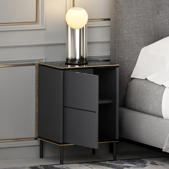 Nightstand Imaj - Anthracite Anthracite Hanah Home Nightstand Imaj - Anthracite Anthracite