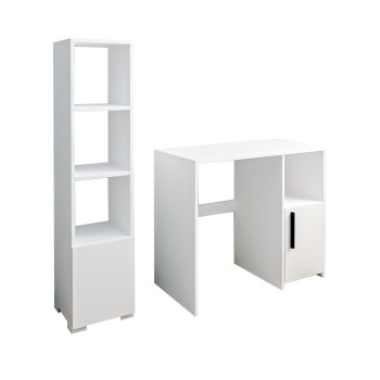 Study Desk & Bookshelf Kuzey Set - White White