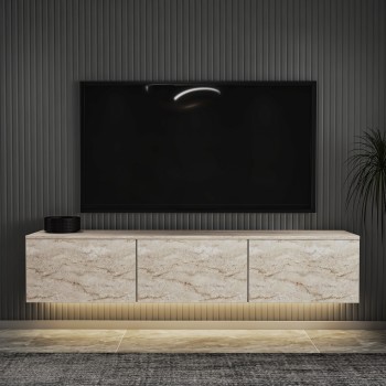 TV Stand Neon Illuminated - Travertine Travertine