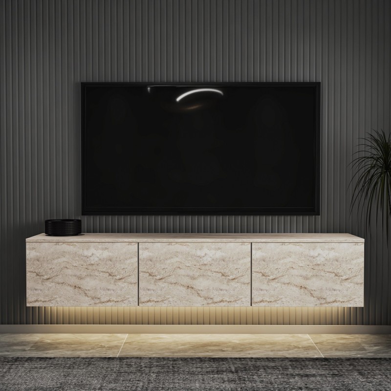 TV Stand Neon Illuminated - Travertine Travertine