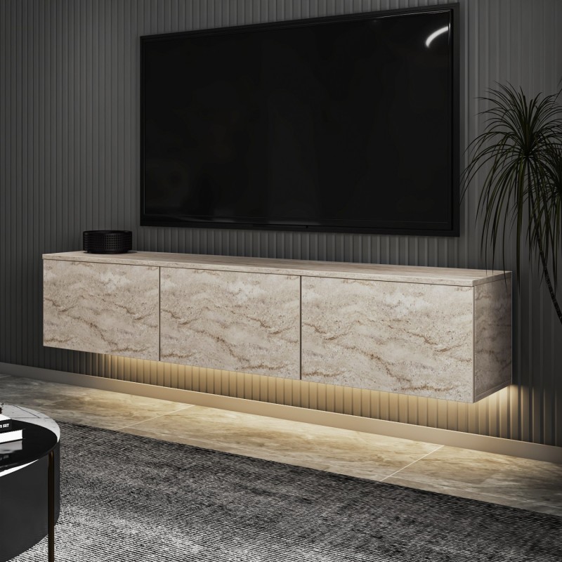 TV Stand Neon Illuminated - Travertine Travertine