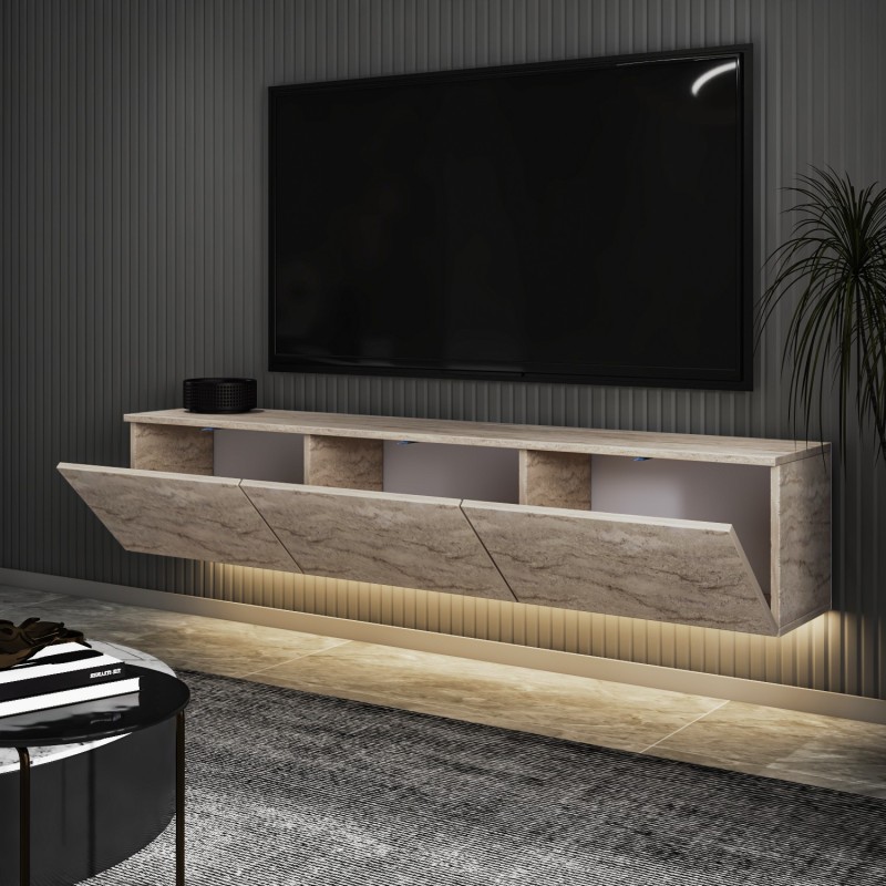 TV Stand Neon Illuminated - Travertine Travertine