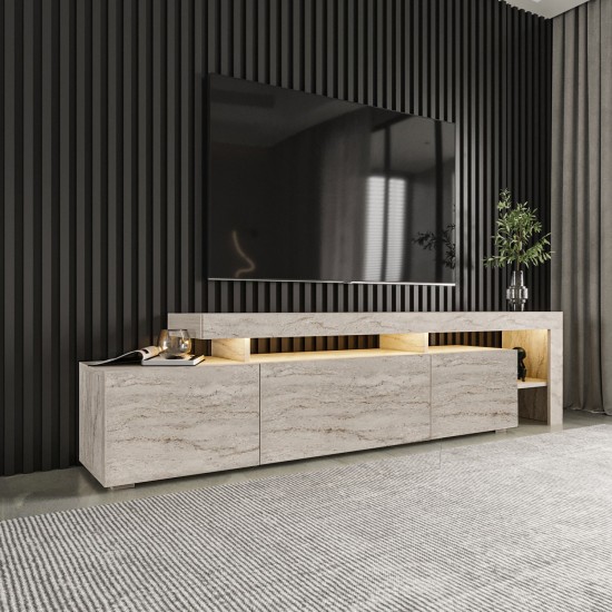 Έπιπλο Τηλεόρασης Beliz 192x35x53εκ - Travertine Μπεζ