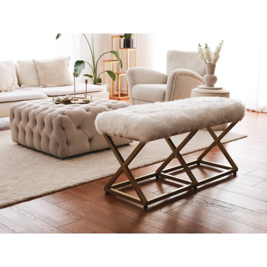 Bench Capraz Pelush - Gold, White Gold
White Atelier del Sofa Bench Capraz Pelush - Gold, White Gold
White
