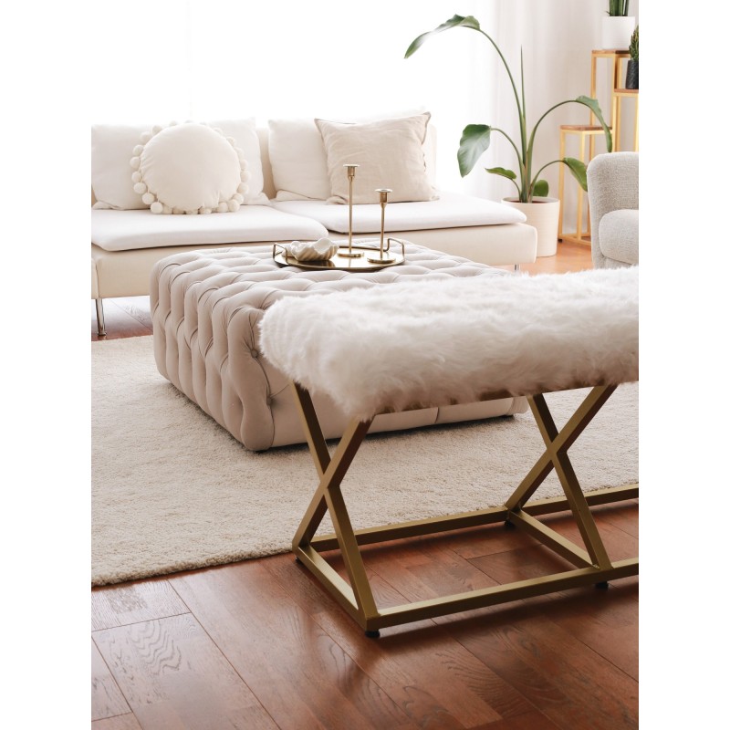 Atelier del Sofa Bench Capraz Pelush - Gold, White Gold
White