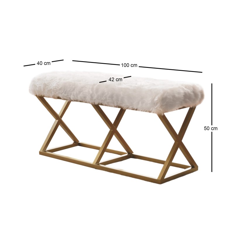 Atelier del Sofa Bench Capraz Pelush - Gold, White Gold
White