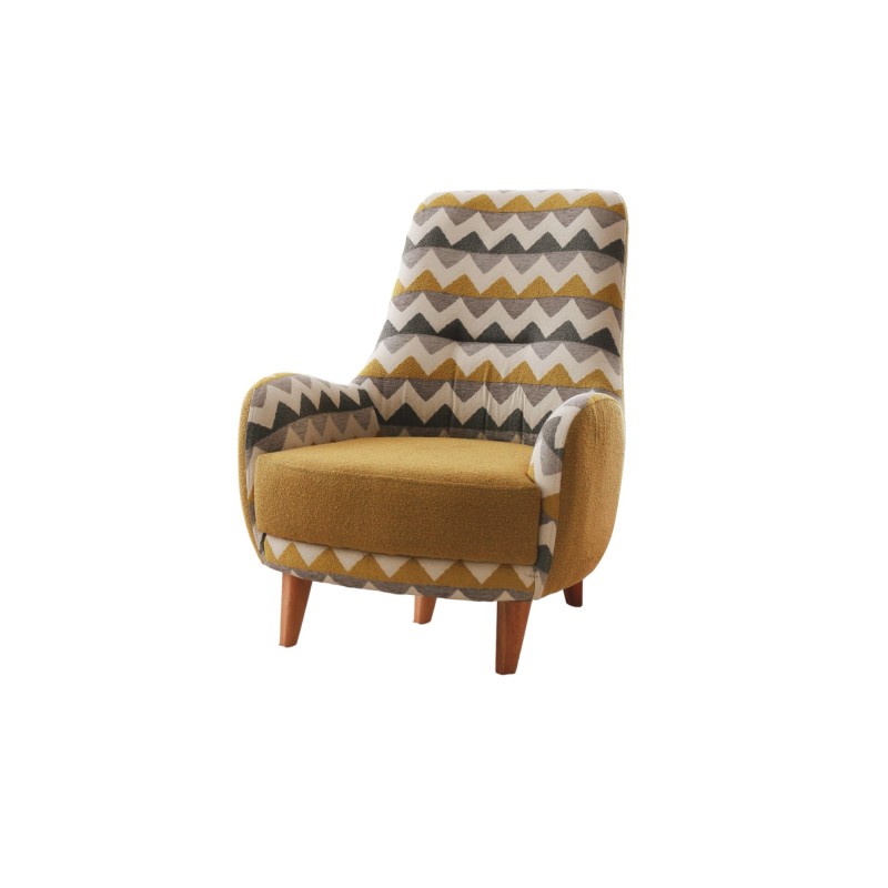 Πολυθρόνα - Zikzak - Χρώμα Multicolor Κίτρινο - 88x75x95εκ