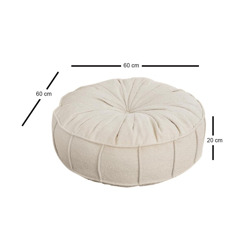 Πουφ Μαξιλάρι Vintage Teddy - Χρώμα Λευκό - 186x93x26εκ