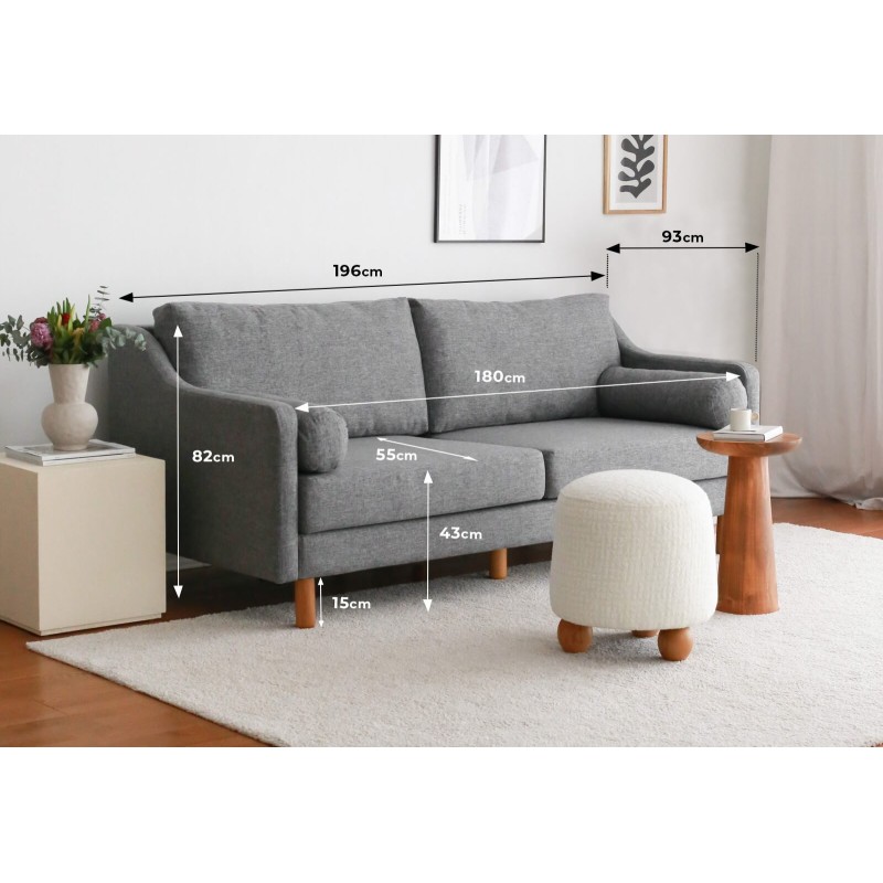 3-Seat Sofa Nordi 3 Seater Wood - Grey Grey