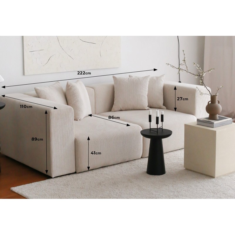 Τριθέσιος Καναπές - Yolo - Χρώμα Λευκό - 222x110x89