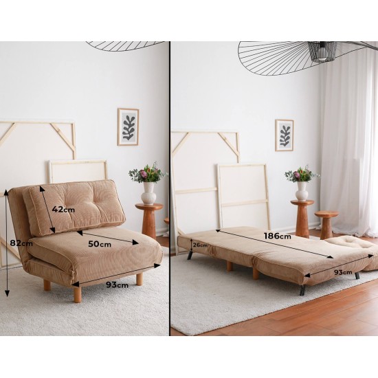 1-Seat Sofa-Bed Foldy - Brown Brown 1-Seat Sofa-Bed Foldy - Brown Brown