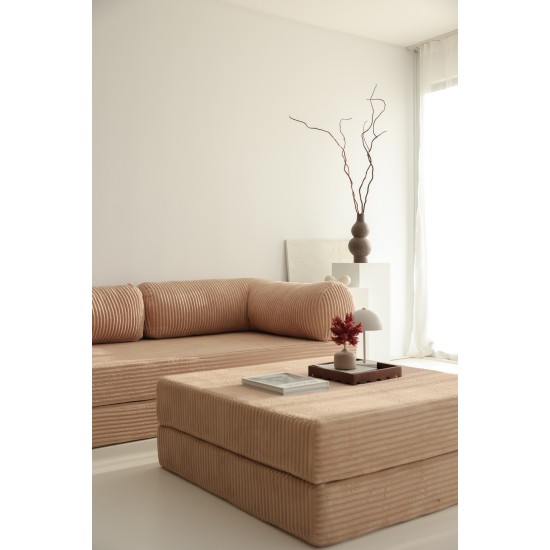 Corner Sofa-Bed Nook - Brown - v1 Brown Corner Sofa-Bed Nook - Brown - v1 Brown