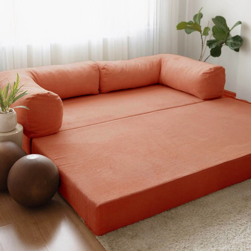 3-Seat Sofa-Bed Nook - Pomegranate Flower Vermilion